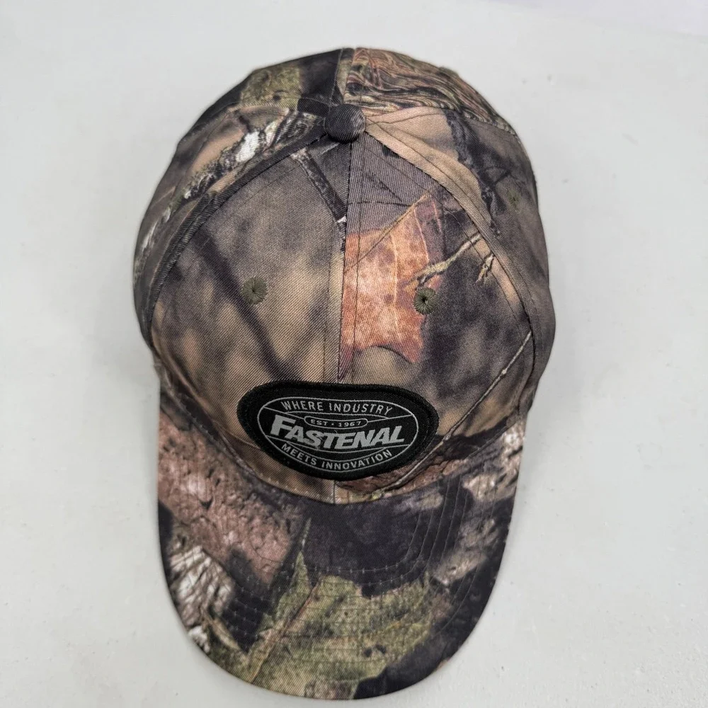 Fastenal‎ Baseball Hat Mens OSFM Camo Brown Green Adjustable Logo Patch Cap